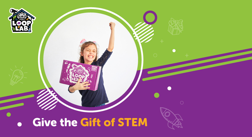 A kid that is excited about receiving a Loop Lab STEM subscription.